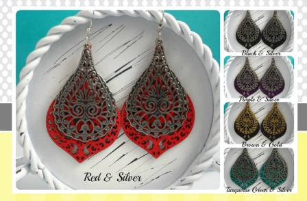 1026 - Unique Filigree Wood Earrings, Limited Qty!!!!