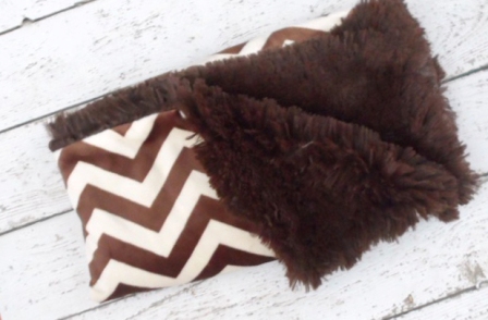 Luxe Brown Chevron & Brown Shaggy Minky