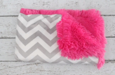 Luxe Grey Chevron and Shaggy Hot Pink