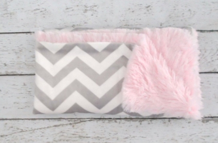 Luxe Grey Chevron and Shaggy Baby Pink